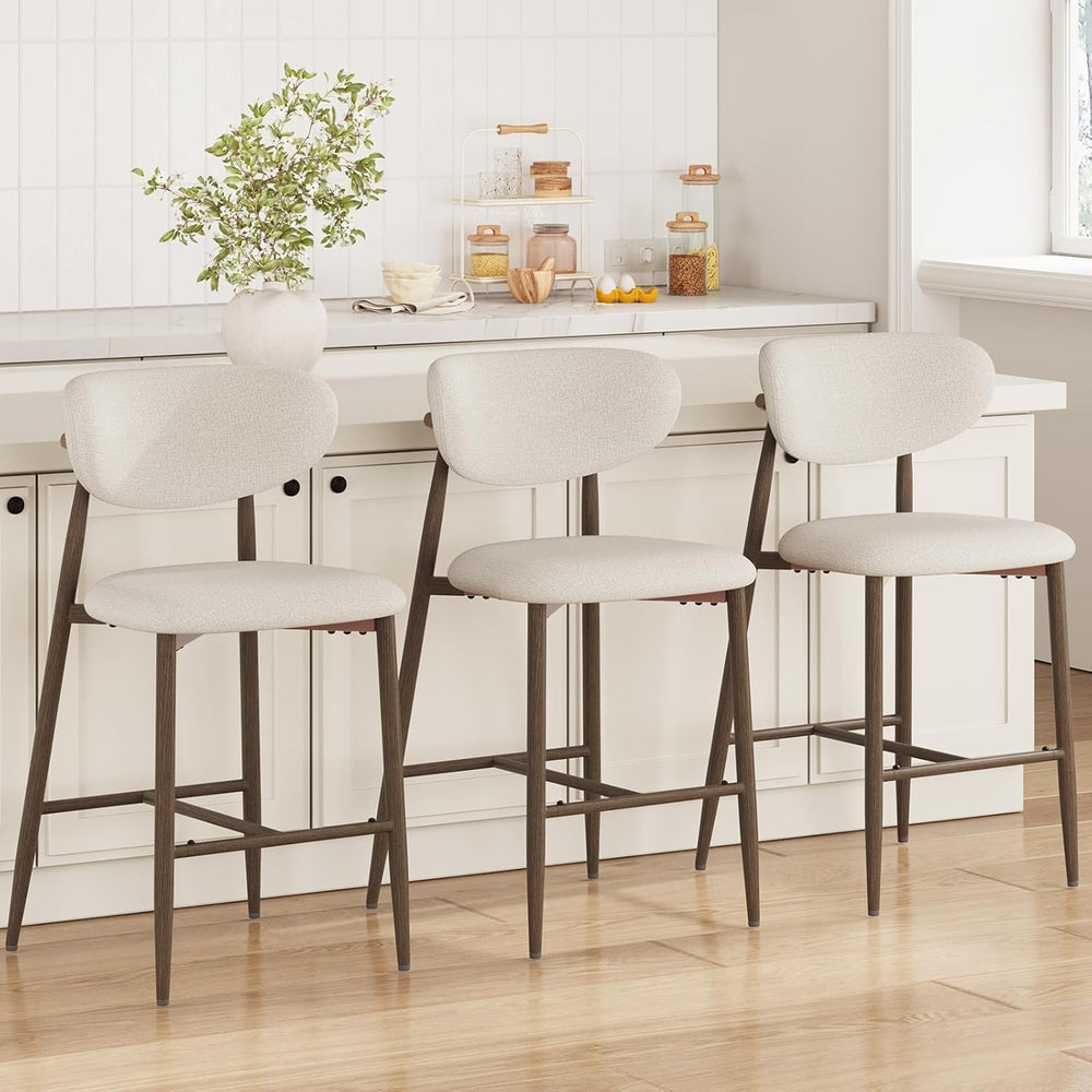 MALOL Upholstered Bar Stools Set of 3, Beige