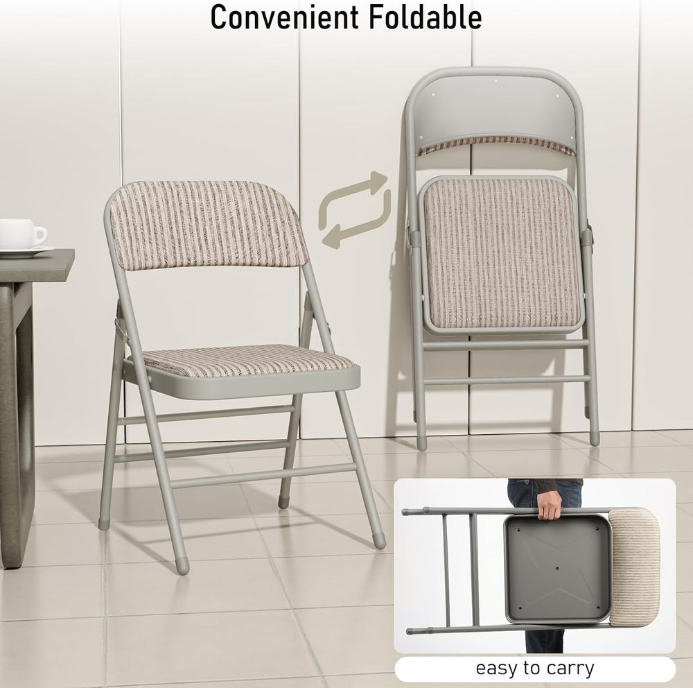 30 Pack Fabric Folding Chairs with Padded Cushion,Steel Frame,Grey,350lbs