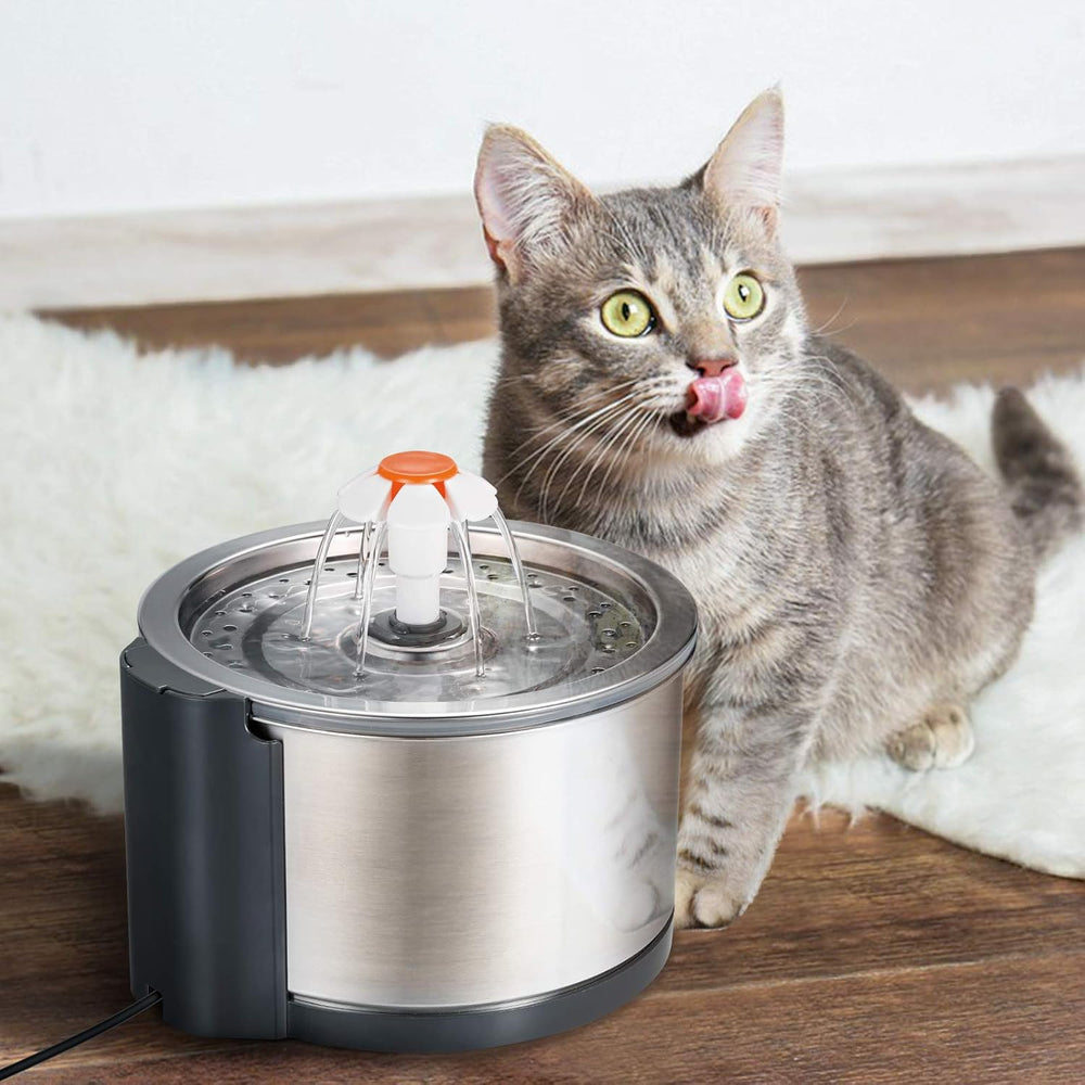 iPettie Cat Water Fountain Stainless Steel, 84oz/2.5L, 4-Stage Filtration