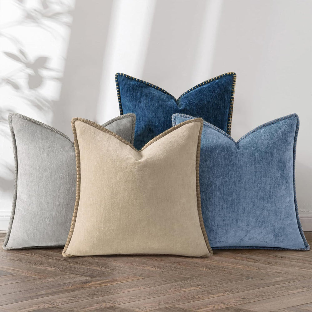 decorUhome Fall Soft Decorative Chenille Throw Pillow Covers 18x18 Set of 4
