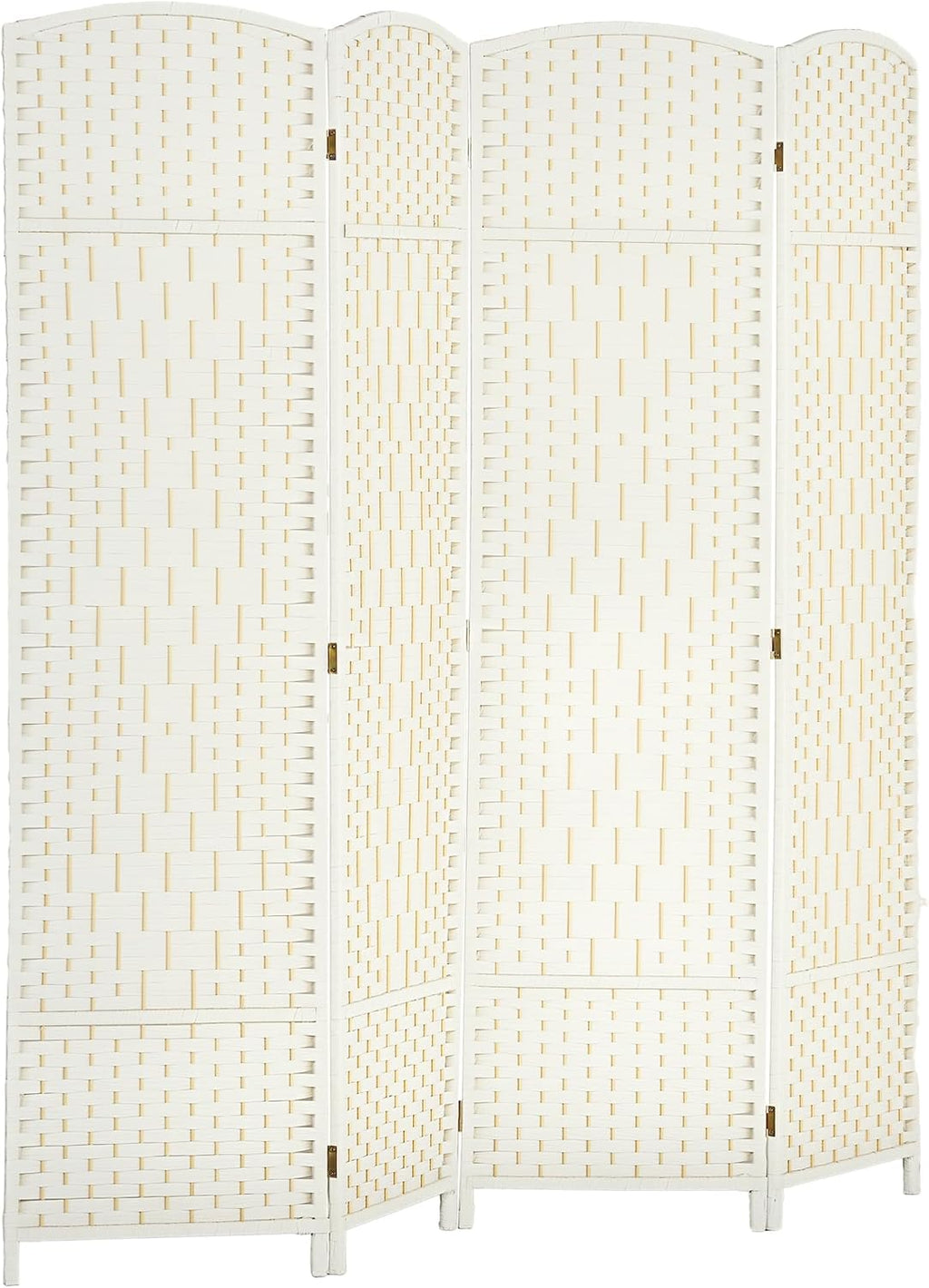 HOMCOM 4 Panel Room Divider 6 Ft Privacy Screen Hand-Woven White