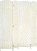 HOMCOM 4 Panel Room Divider 6 Ft Privacy Screen Hand-Woven White