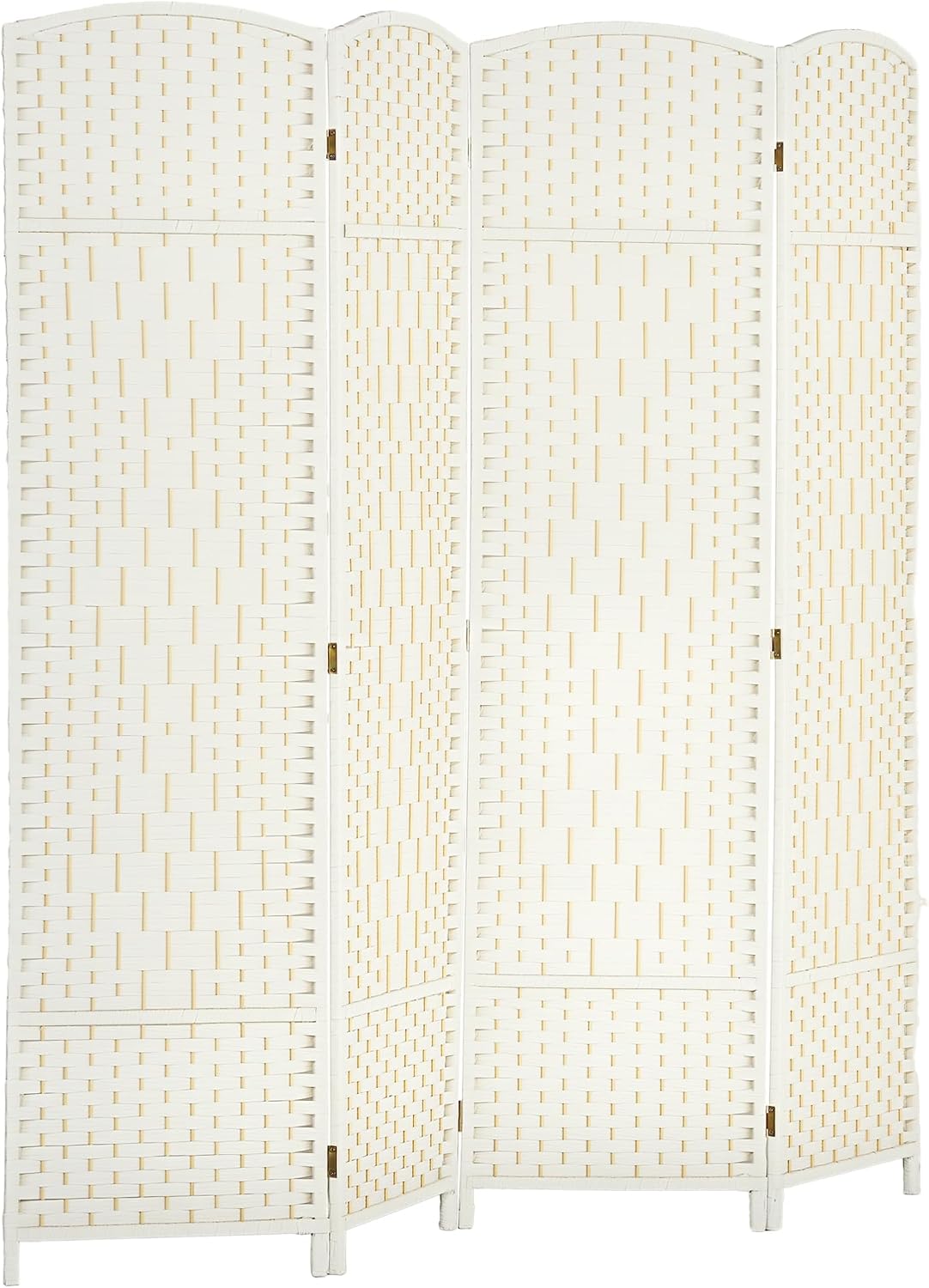 HOMCOM 4 Panel Room Divider 6 Ft Privacy Screen Hand-Woven White