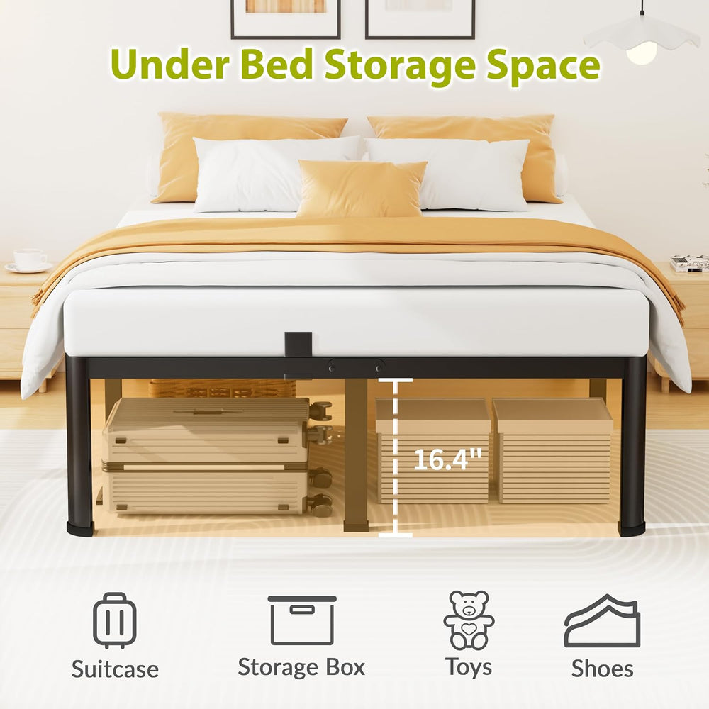 Superay 18 Inch Queen Size Metal Platform Bed Frame with Round Corners Leg