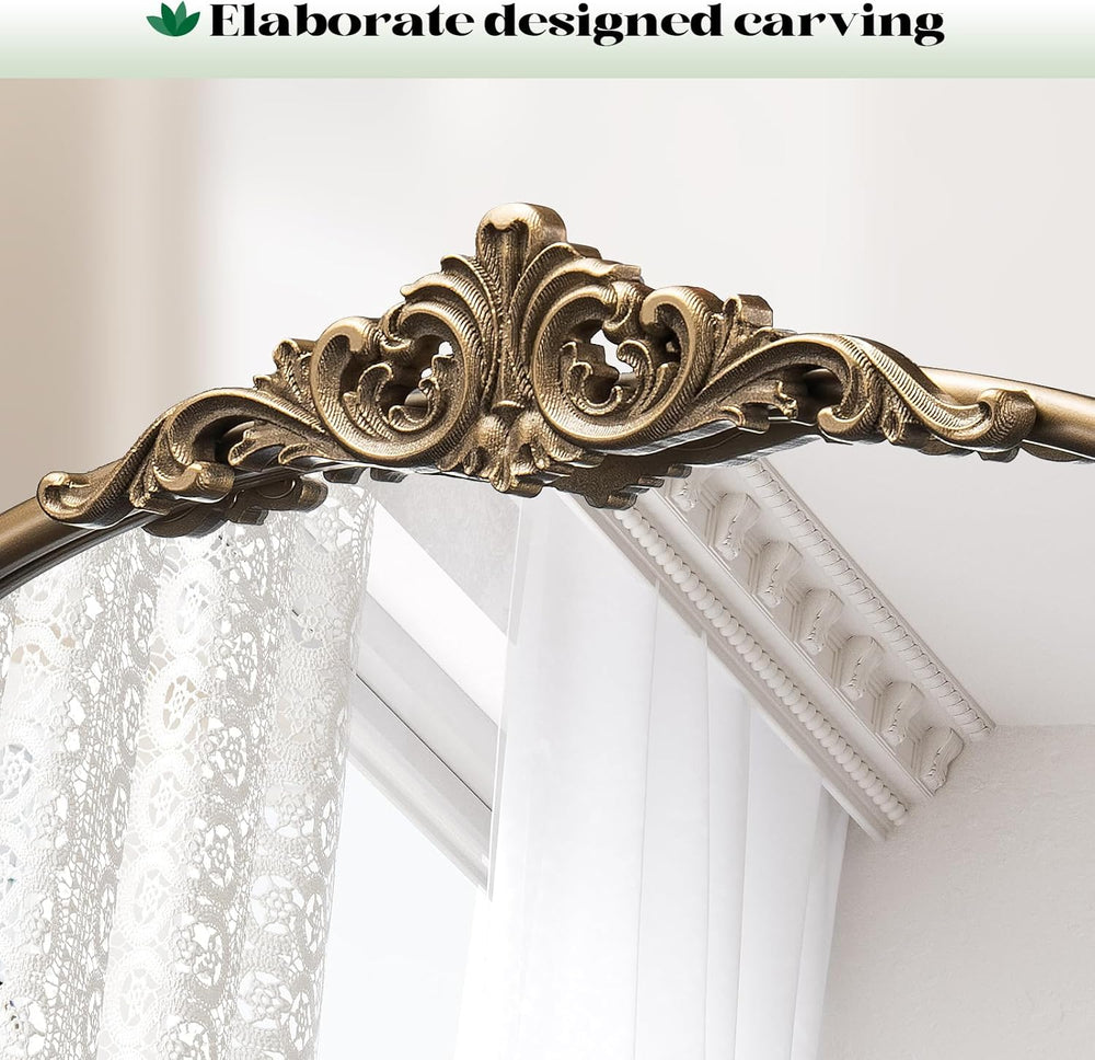 Vintage Gold Arched Wall Mirror, 30"x40" Antique Gold Mirror