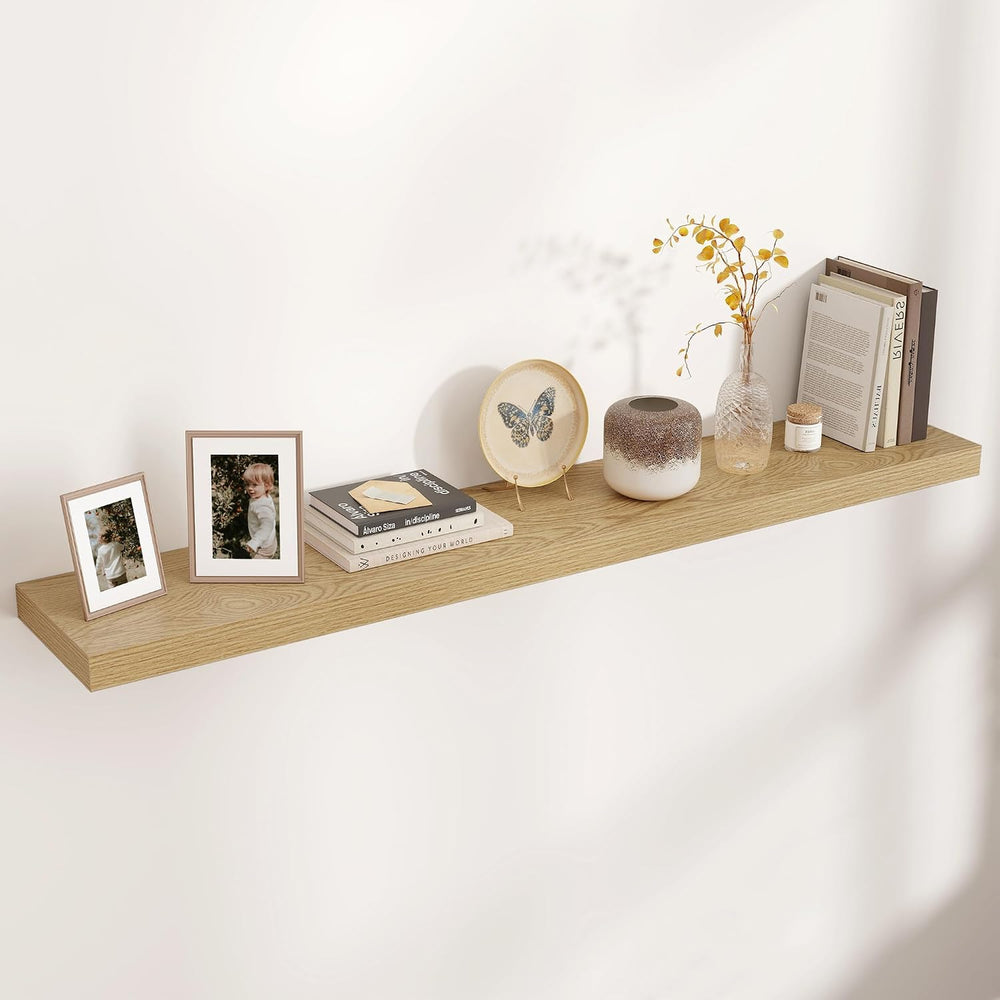 Venusmiles Floating Shelves for Wall, Engineered Wood Wall Shelves with Invis...