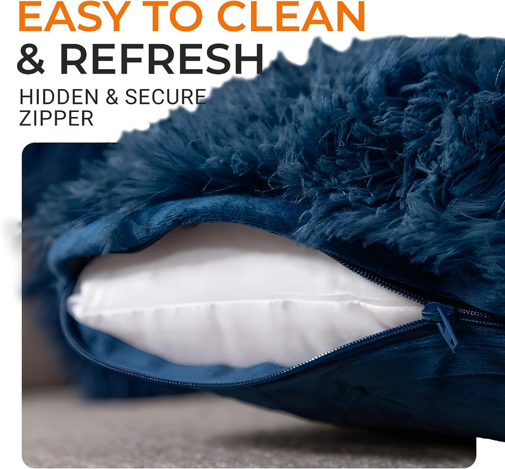 Cheer Collection Throw Pillows for Couch and Bed, Soft Shaggy Throw Pillows w...