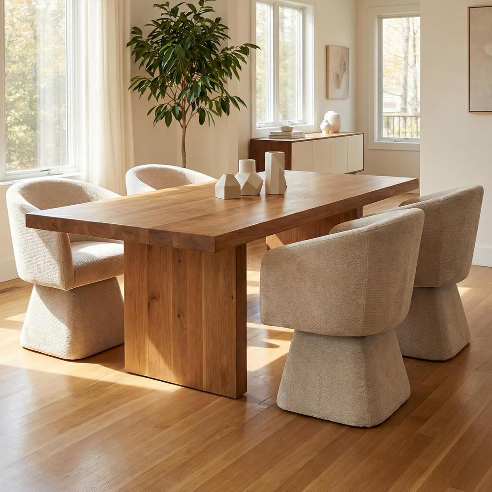 VKNOW Upholstered Swivel Dining Chairs Set of 2 with Barrel Back and Arm