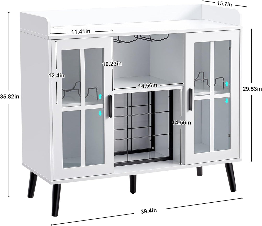 Alaxgumrol Wine Bar Cabinet with LED Light, Coffee Bar Cabinet with Storage a...