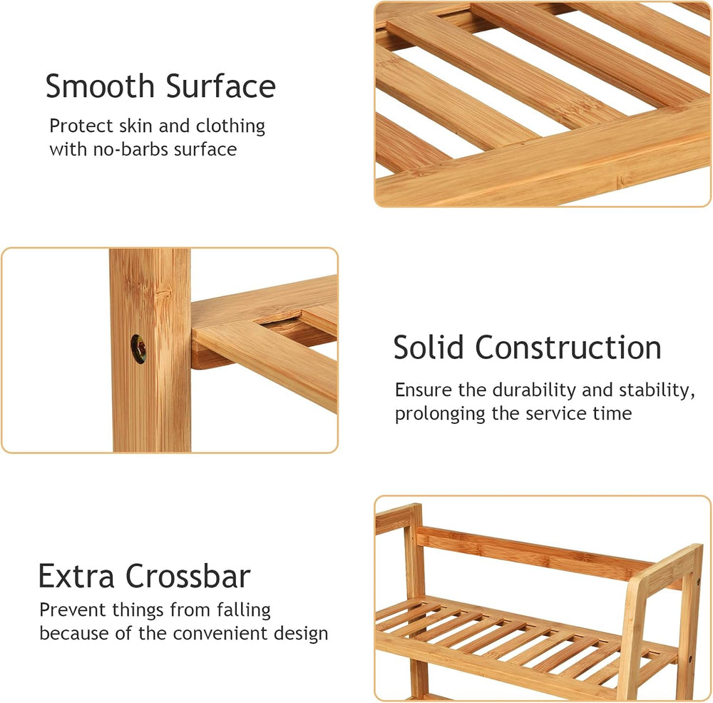 COSTWAY 4-Tier Ladder Shelf, Bamboo Plant Stand Rack