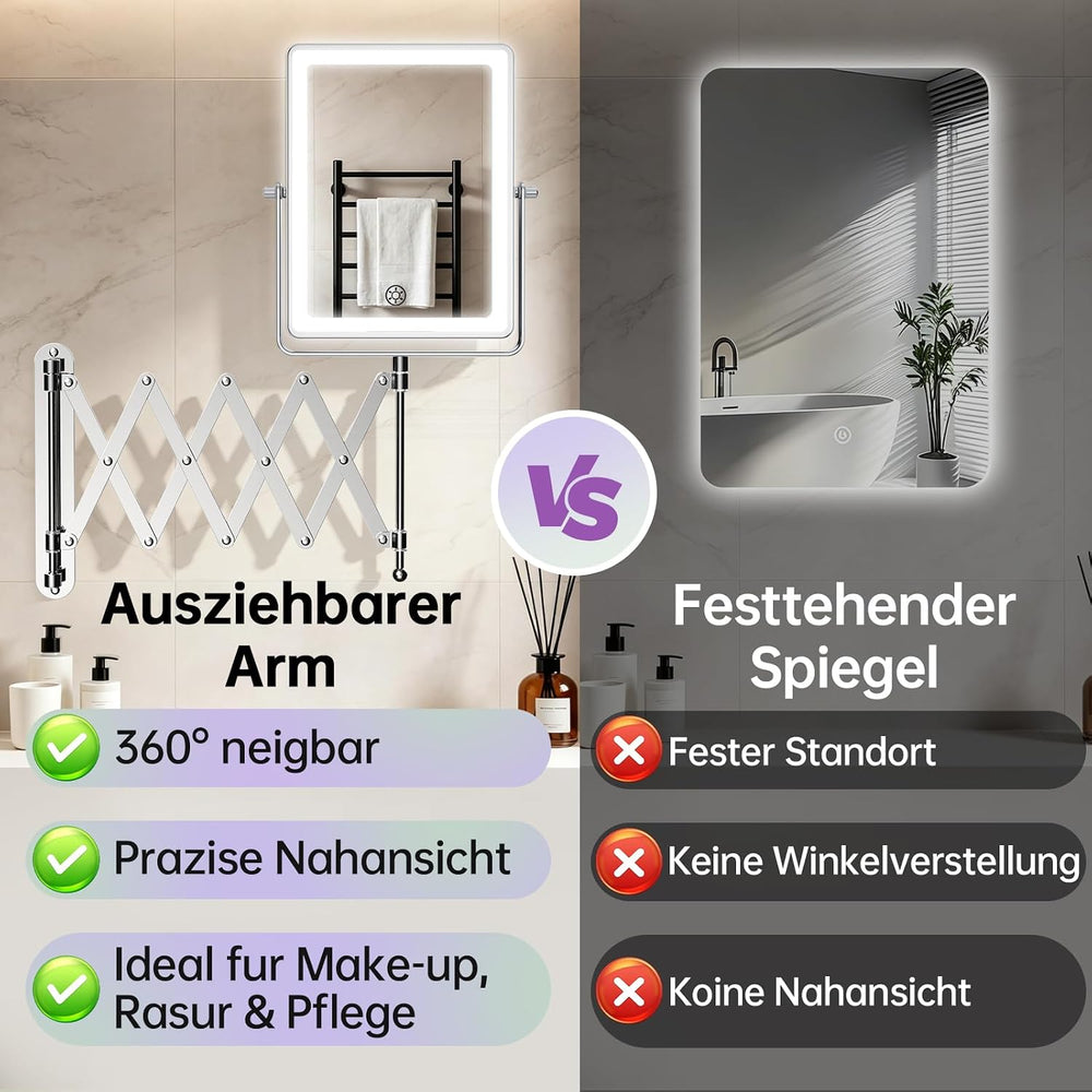 FASCINATE 8.7" 5000mAh Rechargeable Wall Mounted Makeup Mirror (Chrome)
