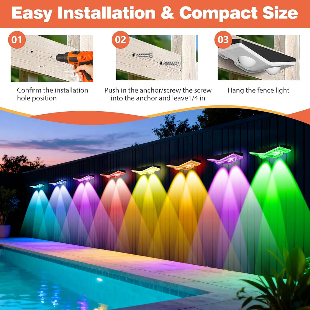Outdoor Fence Lights Plug in, 50FT RGBIC LED Fence Lights, App & Remote C...