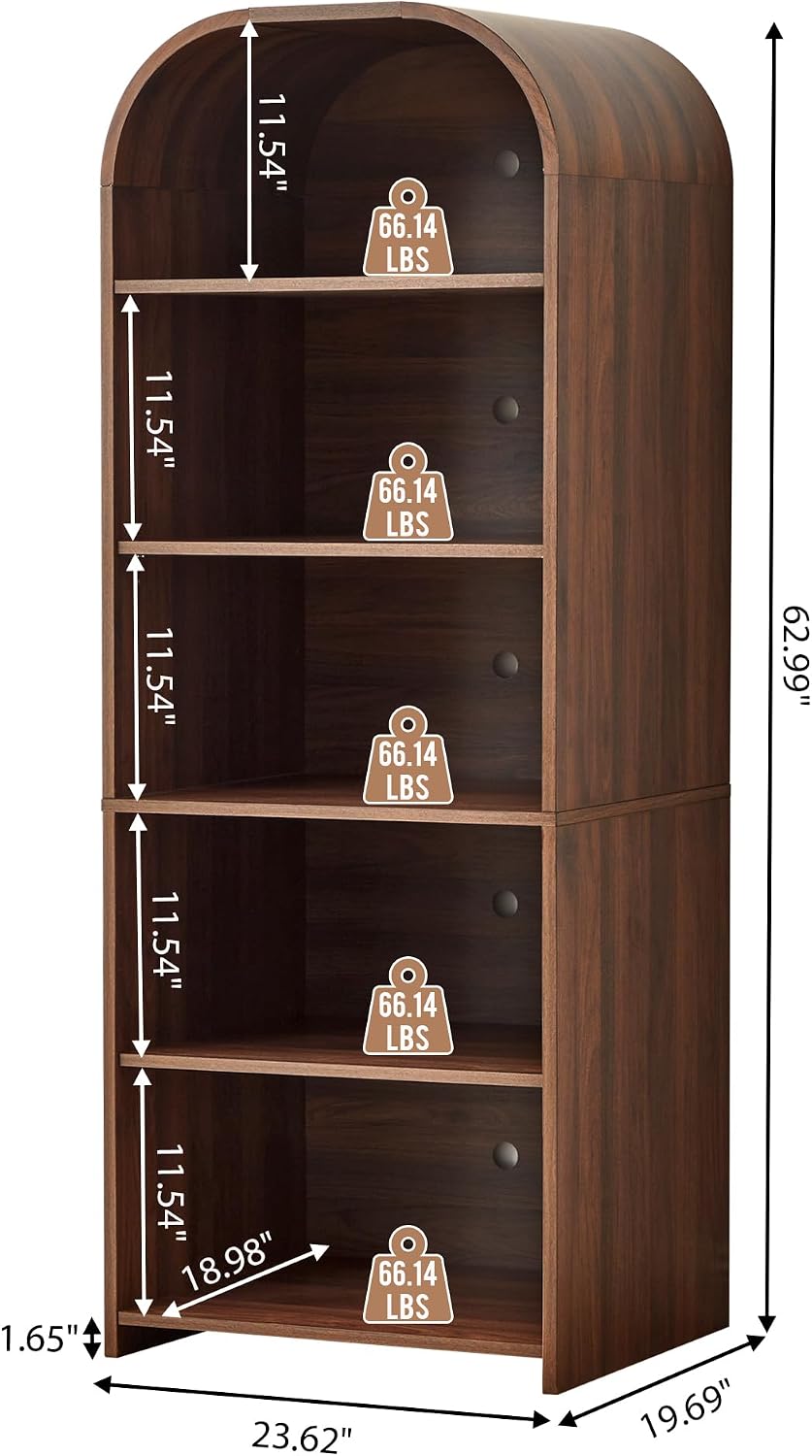 63'' Tall Record Player Stand, 5 Tier Large Record Player Storage Cab...