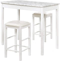 Linon White 3 Piece Faux Marble Tavern Set