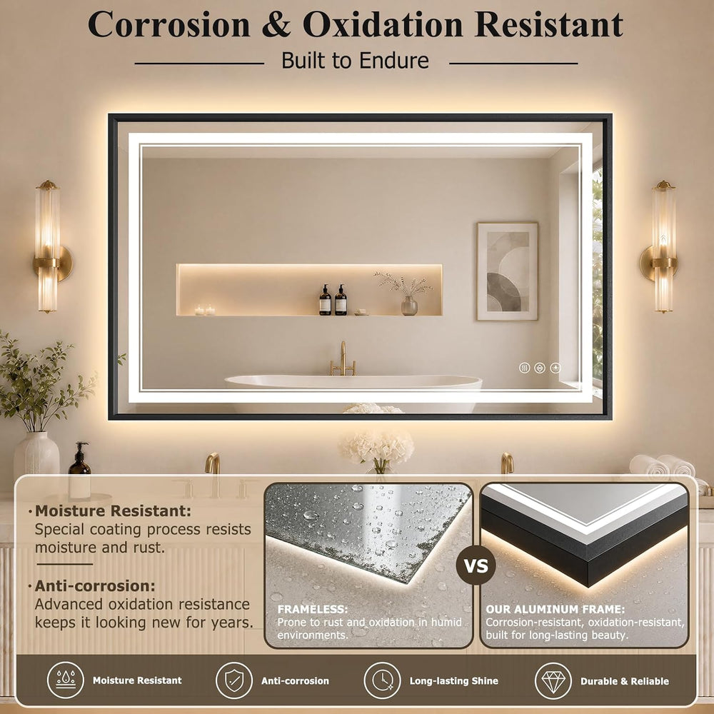 30"x48" LED Bathroom Mirror with Lights, Backlit + Front Lit, Anti-Fog