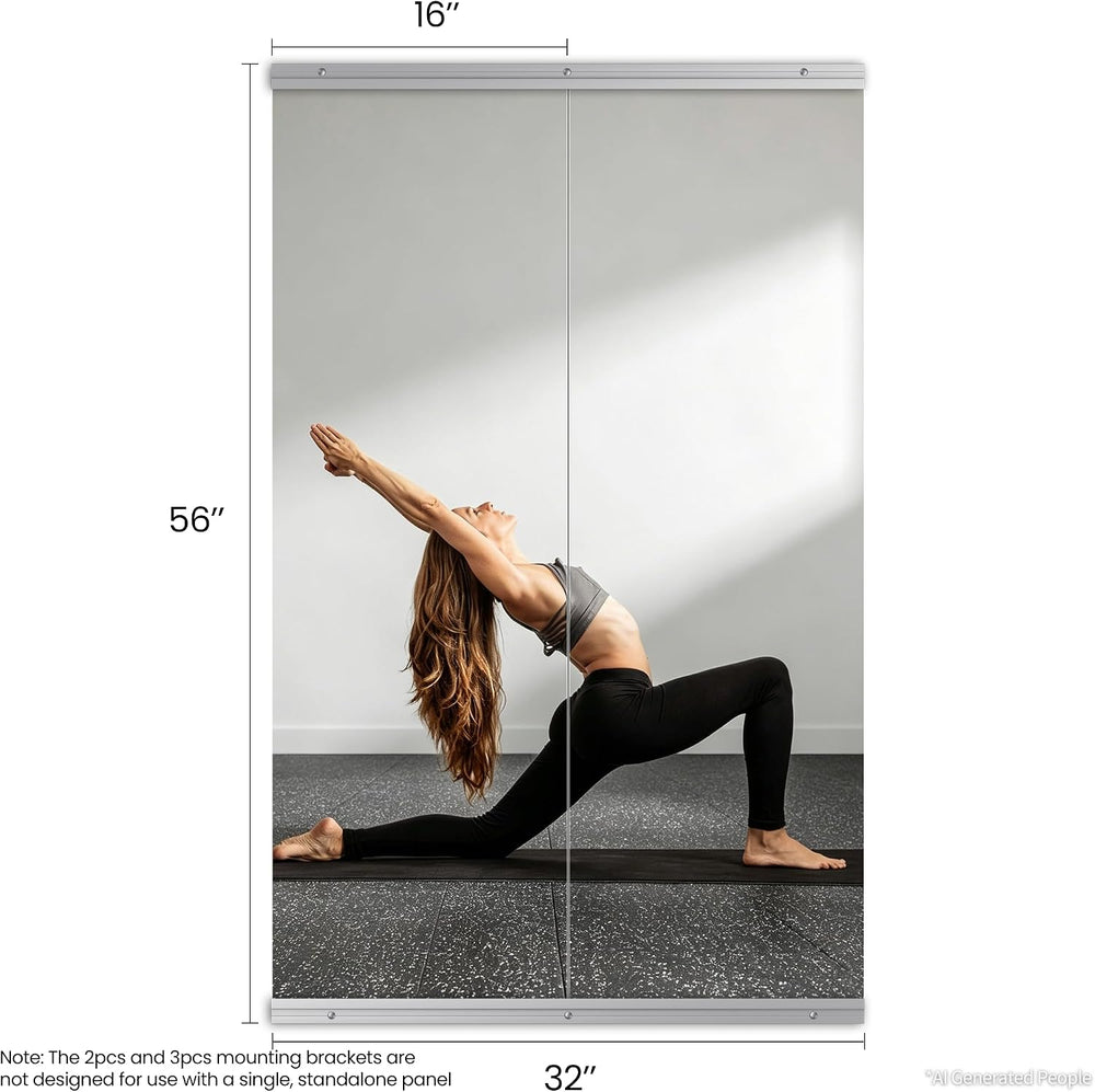 Home Gym Mirror, 56"x16"-2 PCS Gym Mirrors for Wall