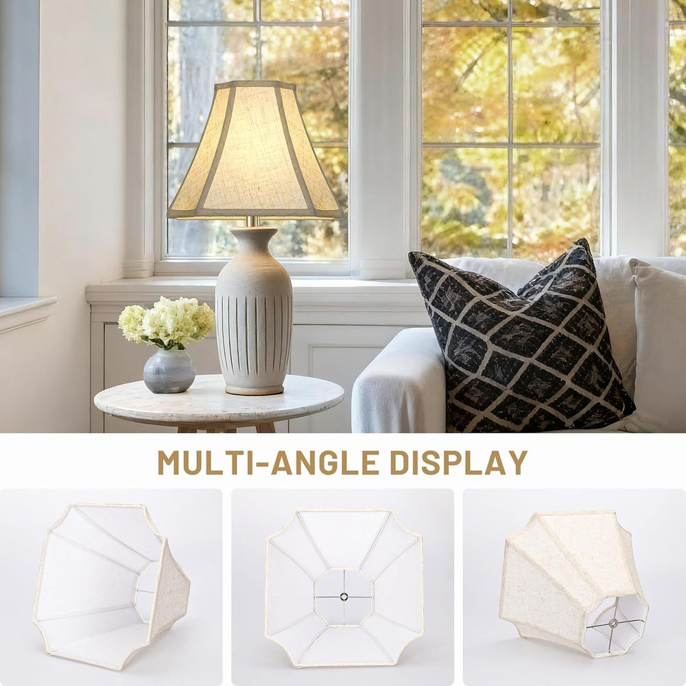 Square Cut Corner Bell Lamp Shades Set of 2, 6.5" x 13"x 10.5"...