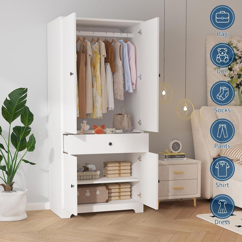 71" Armoire Wardrobe Closet, Bedroom Armoire Clothing Storage Cabinet