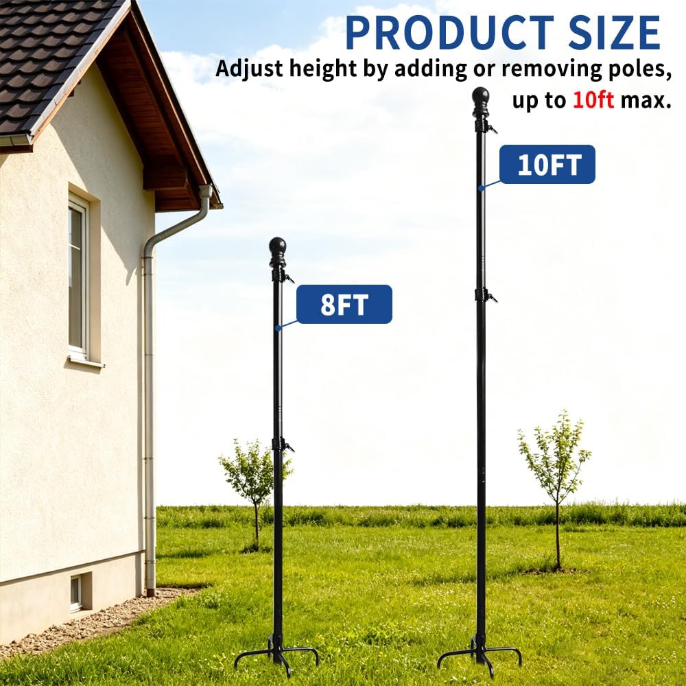 10 FT In Ground Flag Poles for Outside House