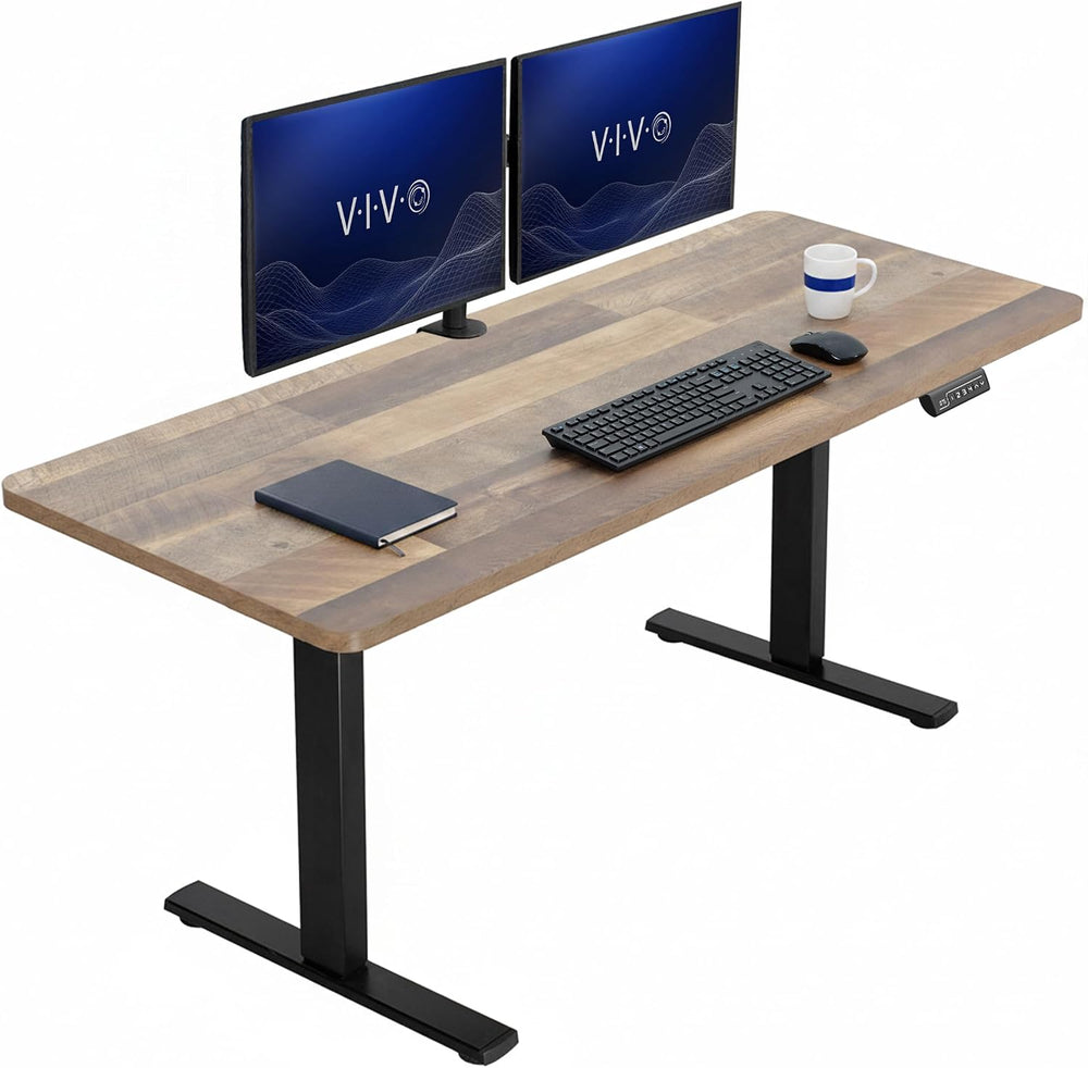 VIVO Electric Standing Desk, Solid 1-Piece 60" x 24" Reclaimed Wood...