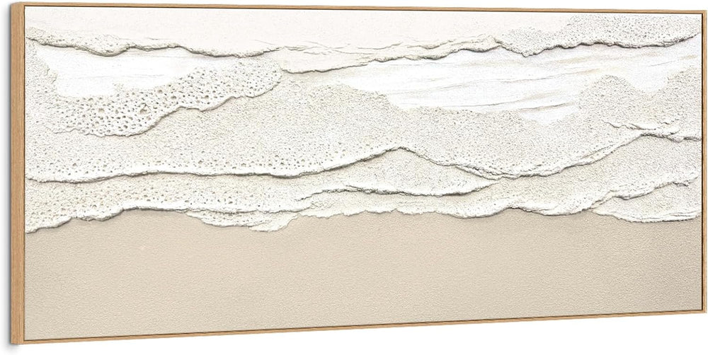 SAFERRYHOME Abstract Sea Wave Texture Hand Painted Wall Art, 48"x24&quot...