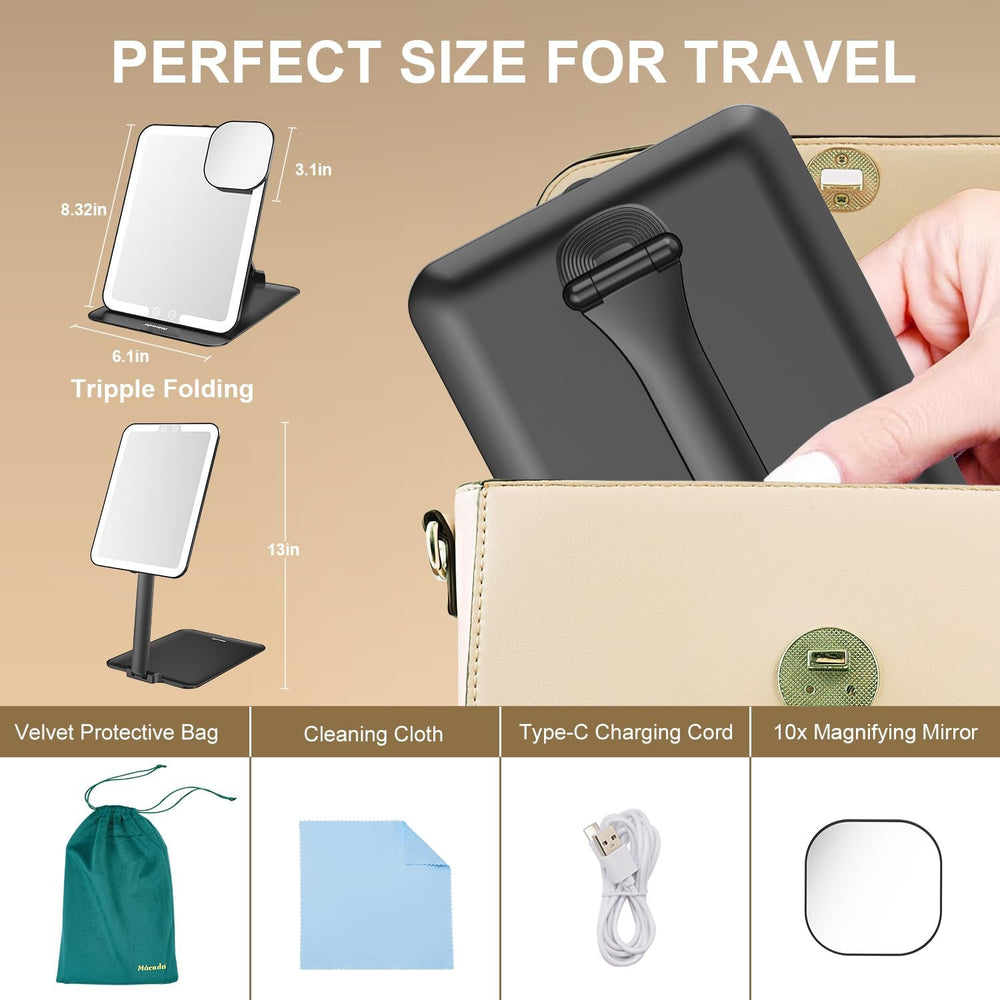 Mocado Travel Makeup Mirror with Light, Foldable Lighted Makeup Mirror