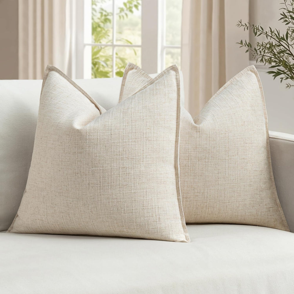 MIULEE Thick Textured Decorative Throw Pillow Covers 22x22 in Natural Beige