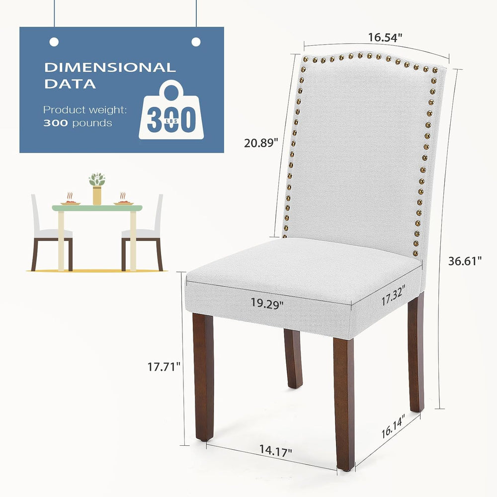 DUMOS Dining Chairs Set of 6, Upholstered Accent Chair, Light Grey