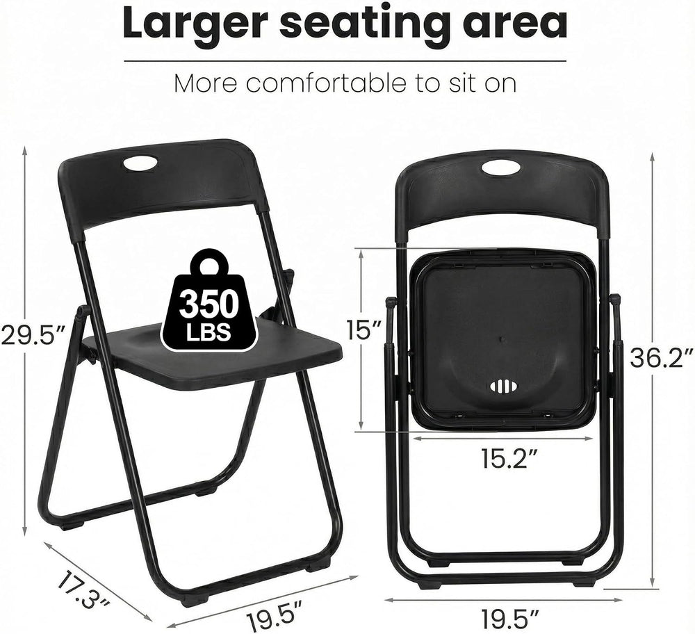 10 Pack Black Plastic Folding Chairs for Outside Portable Foldable