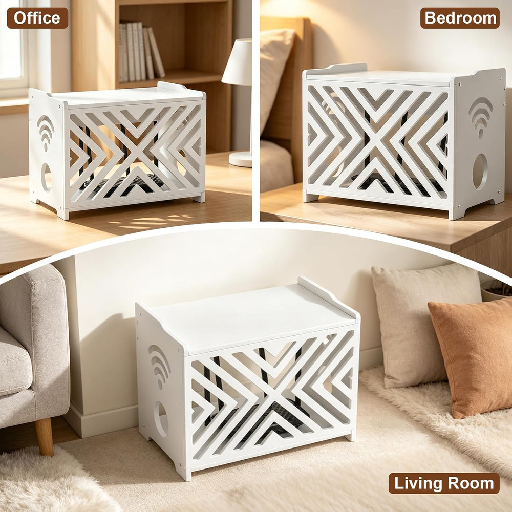 Router Box Hider & Projector Shelf -Decorative WiFi Router Storage Cabinet
