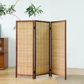 3 Panel Short Panel Divider Screen,3.95 FT Tall Bamboo Room Divider Folding Privacy Screen,Short Panel Divider Freestanding Room Divider for Room Seperation,Brown
