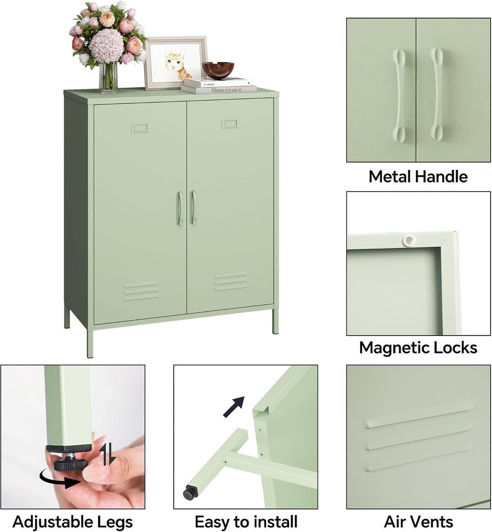 Steehoom Metal Cabinet with 2 Door, Metal Locker Storage Cabinet with Adjusta...