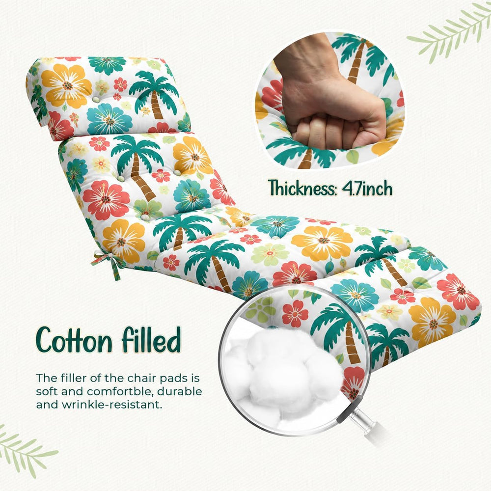 Outdoor Chaise Lounge Chair Cushions Set of 2 Waterproof 75.1x22.8x4.7" 5#