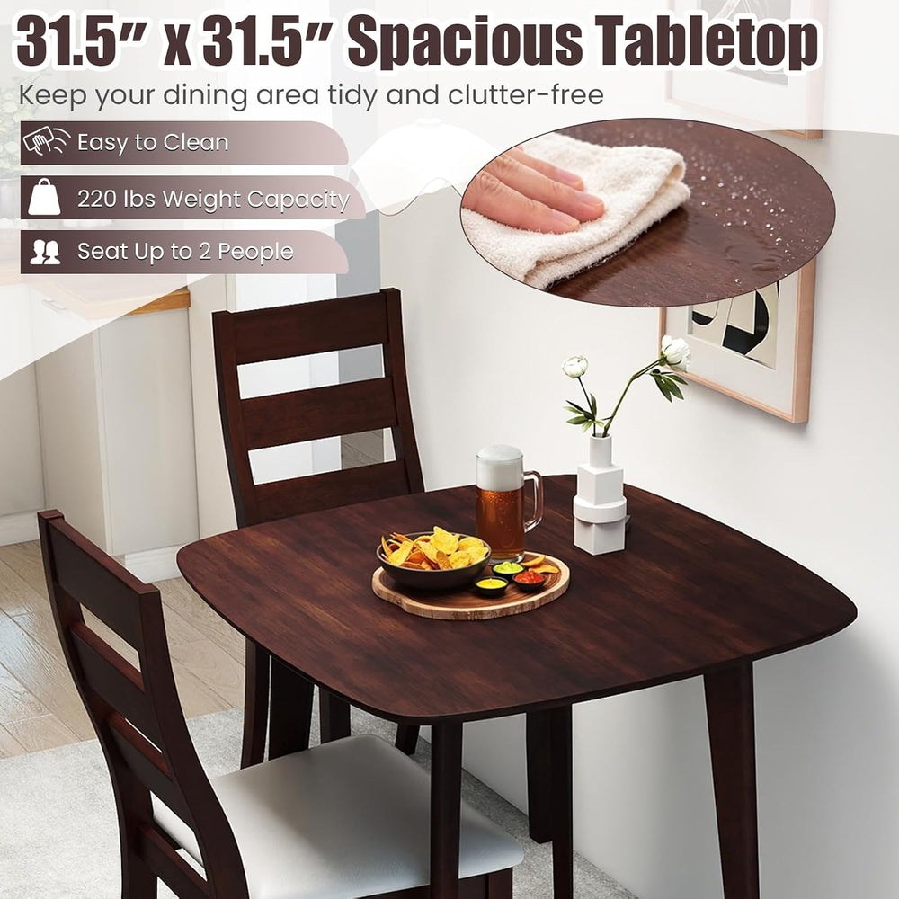 Tangkula Dining Square Table Set for 2, Kitchen Table & Chairs Set of 2