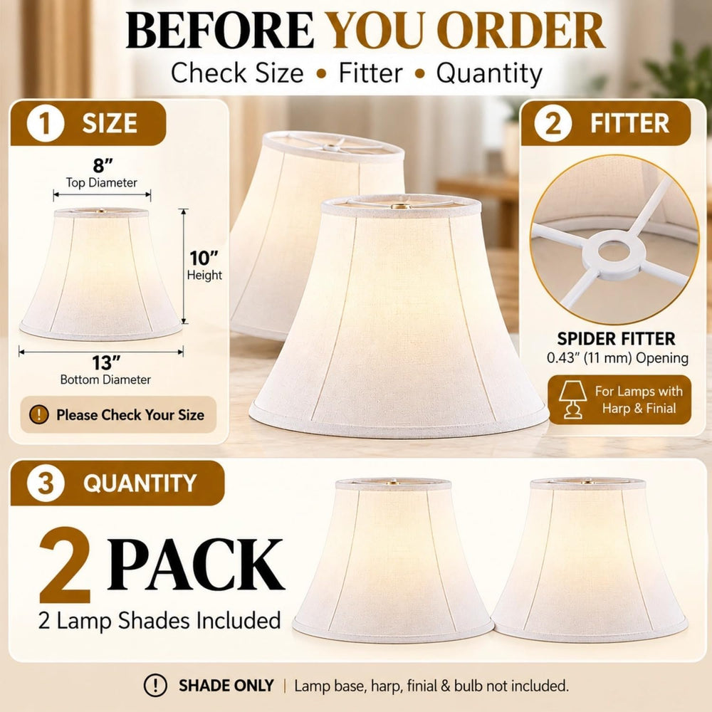 Lamp Shades Set of 2, 8"x13"x10" Large White Lampshades, Drum ...