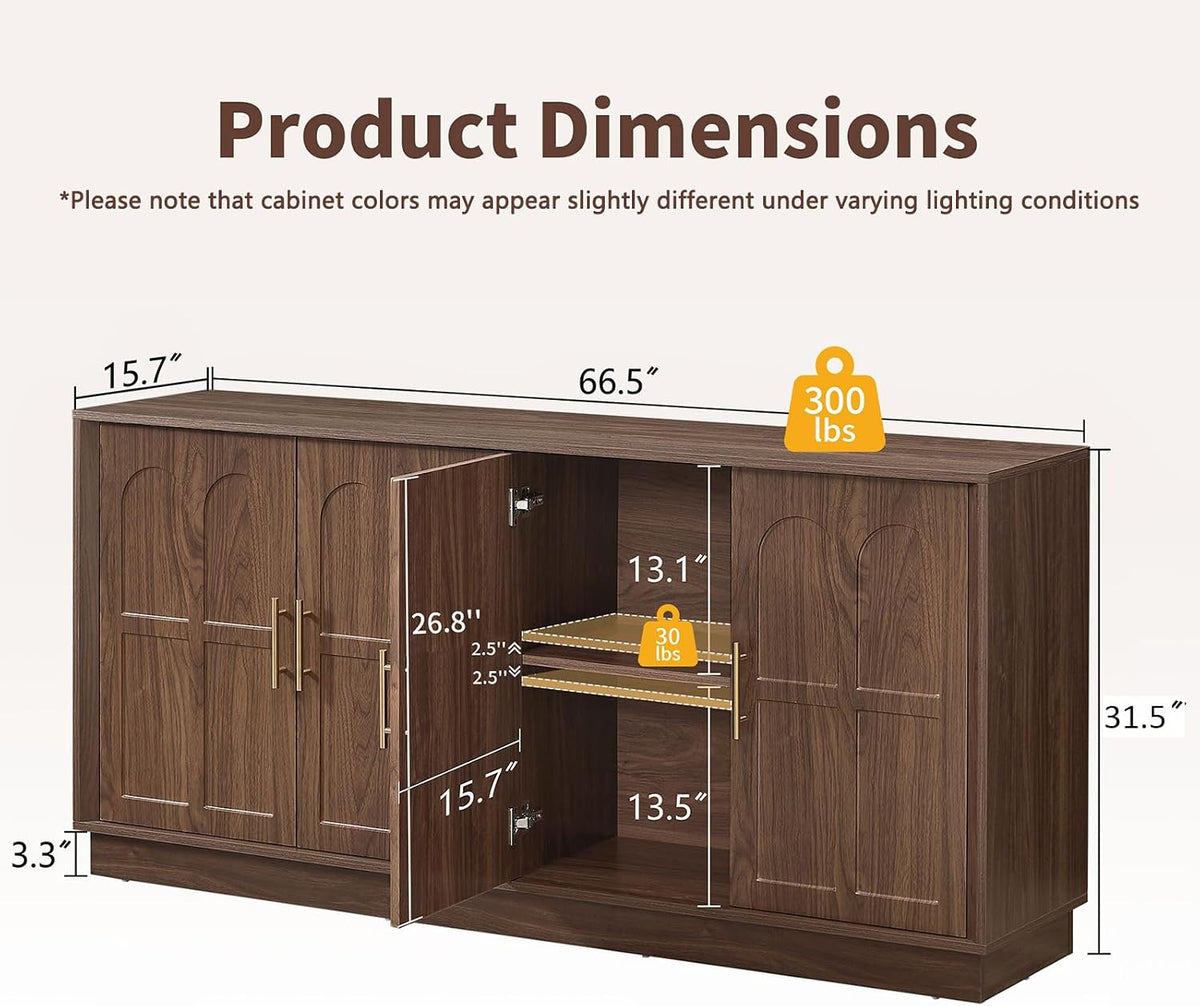 66.5" Sideboard Buffet Cabinet with Storage, Modern Credenza