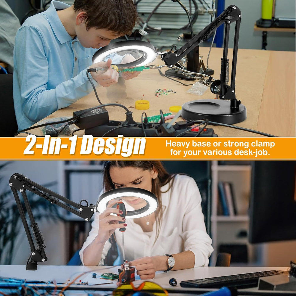 Real Glass 12X Magnifying Glass with Light and Stand (No Acrylic Lens), 2-in-...