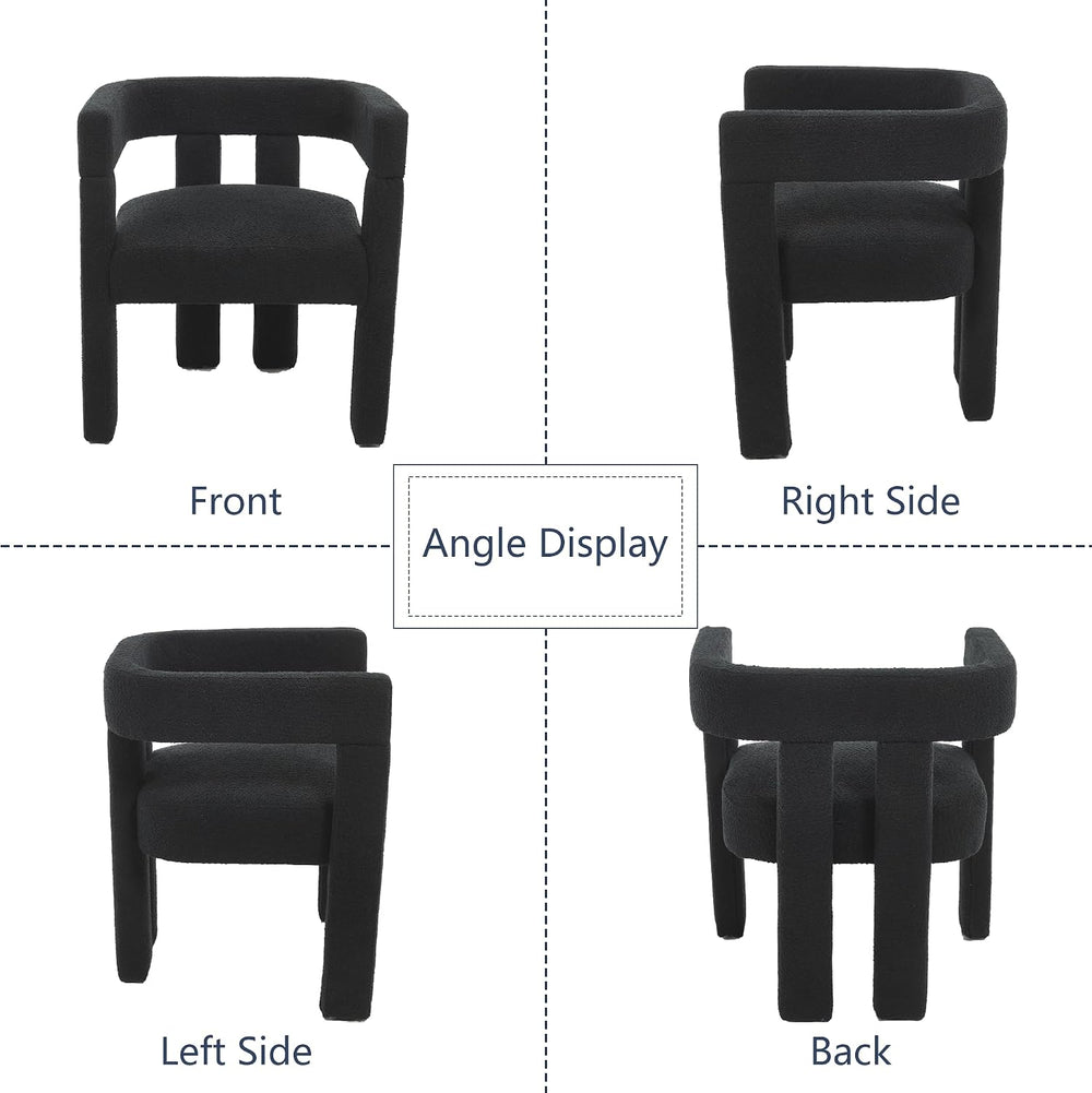 Boucle Barrel Side Chairs Set of 4, Modern Designed Upholstered Compy Sherpa ...