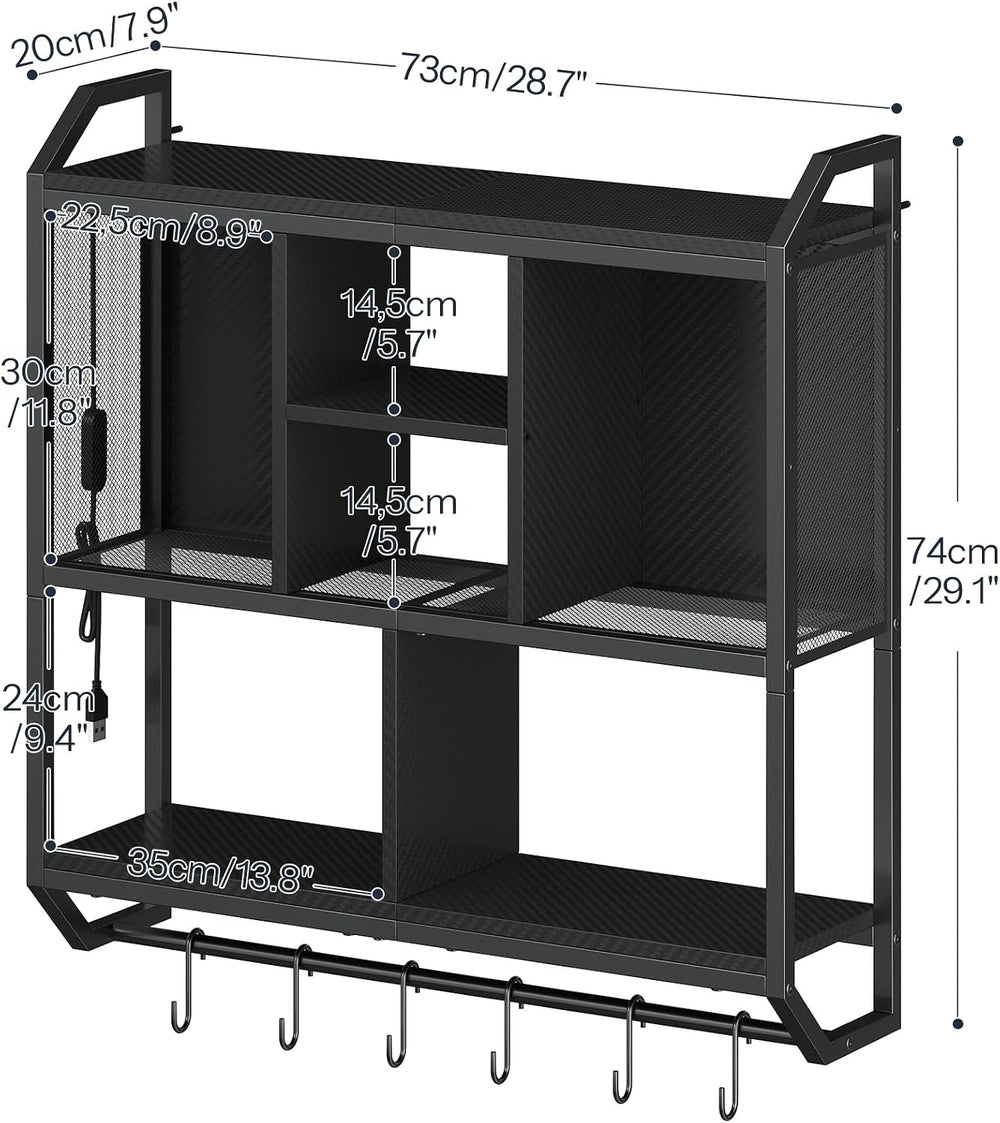 HOOBRO Gaming Floating Shelves with LED Light, 28.7" LED Wall Mounted Shelf