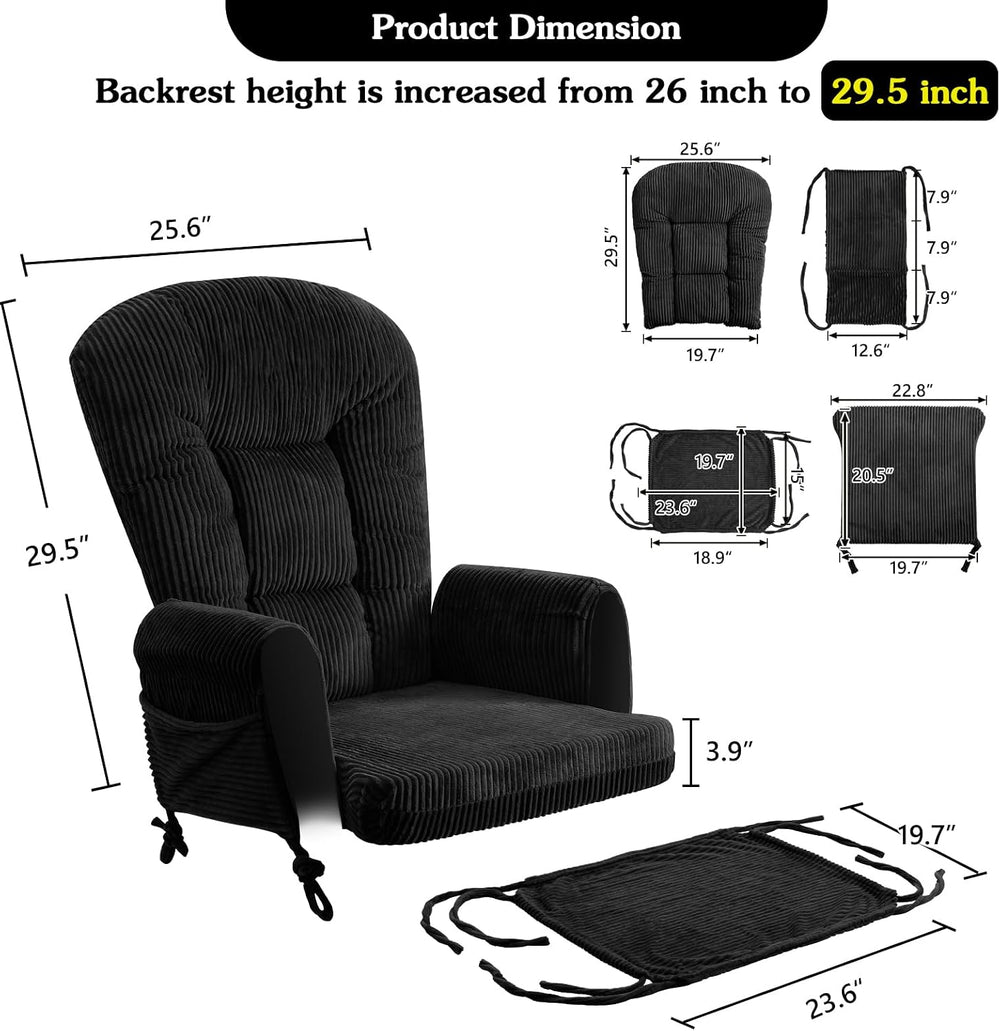 ANMINY 5PCS Glider Rocker Replacement Cushions, 29.5"H Back 3.9"Thi...