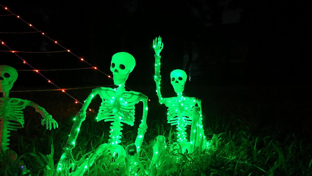 2Pack36 Halloween Light up Skeleton Deco(350 Green Lights,6H auto‑Off)