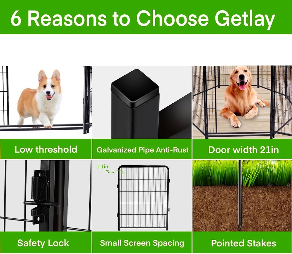 Getlay Tall Garden Fences and Borders for Dogs, 4.6ft High Dog Fence, 10 Pane...
