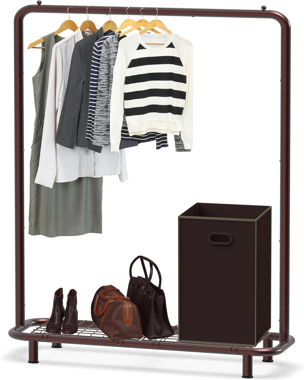 Simple Houseware Clothing Rack w/Industrial Pipe & Bottom Shelves, Bronze