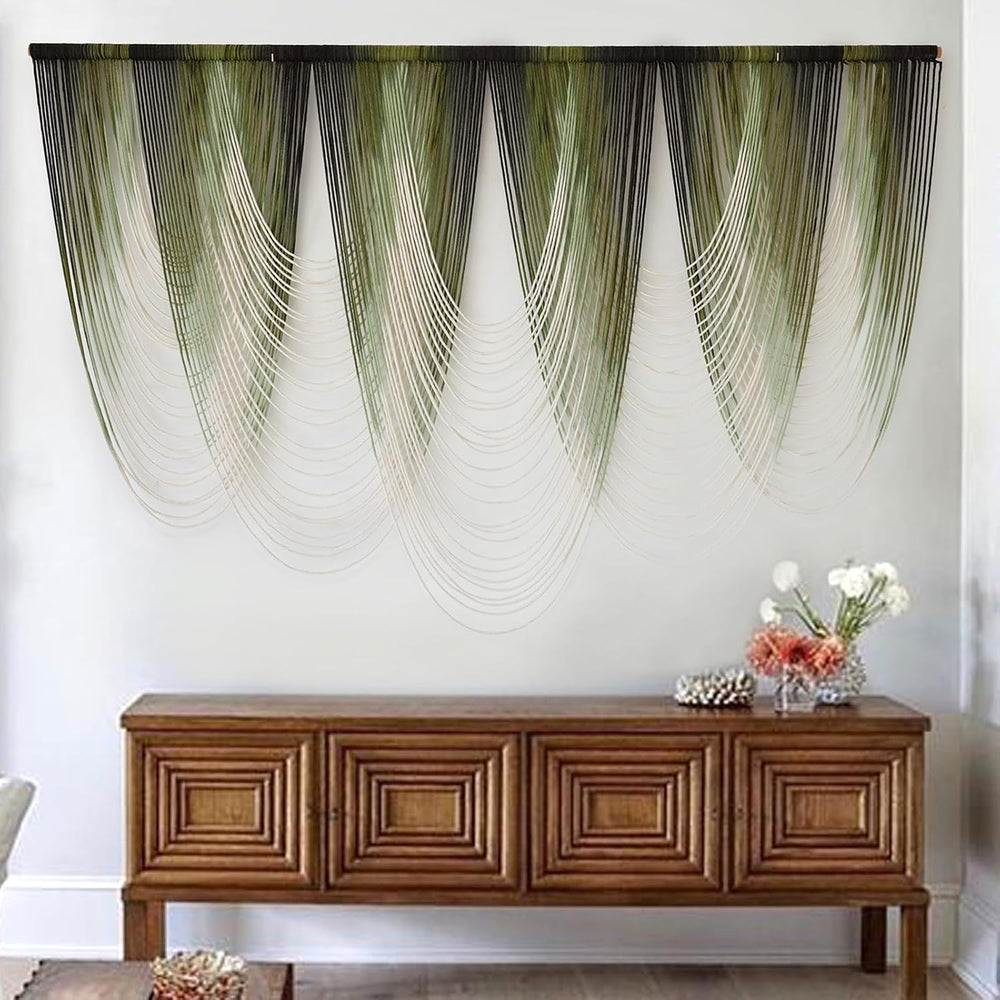Macrame Wall Hanging Dip-Dyed Green Fiber Art Boho Wall Decor 57" W*41&q...