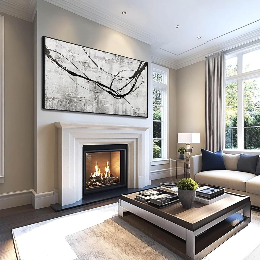 XIANSHOU Black Line Canvas Pictures Gray Decorative Painting 29"x58&quot...