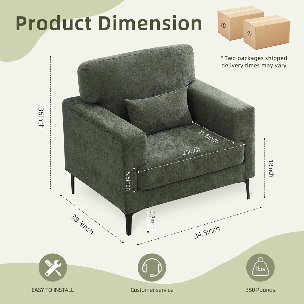 Oversized Accent Chair Armchair with Metal Legs