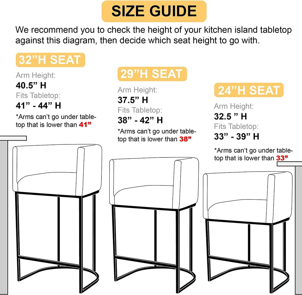 RIVOVA Bar Stools Set of 2, 24" Upholstered Counter Height Bar Stools, M...