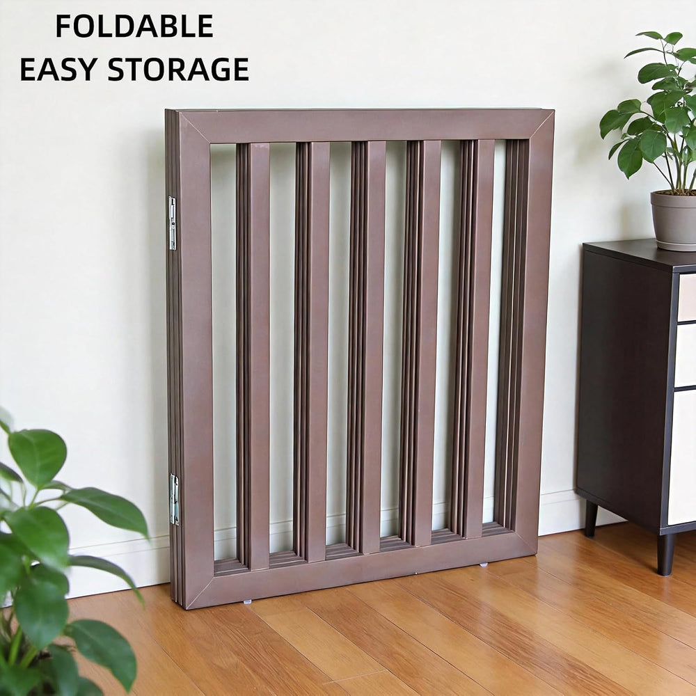 ZJSF Freestanding Indoor Dog Gate for House Foldable Wood Puppy Gate for Door...