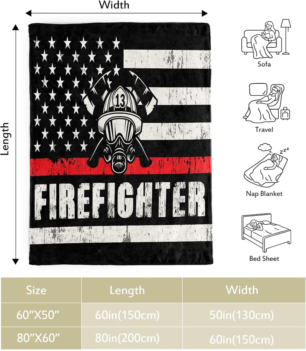 Jekeno Fire Firefighter Blanket Gifts Plush Throw 60"x80"