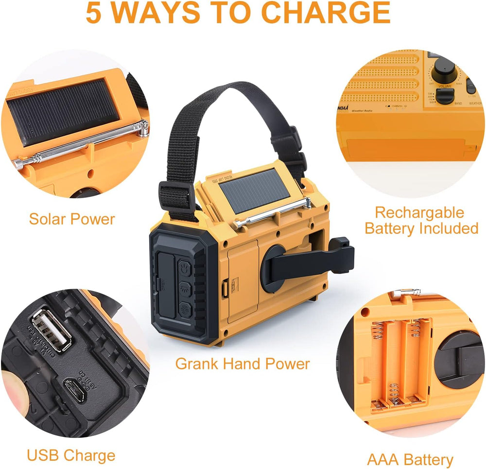 Raynic Weather Radio, 5000mAh/18500mWh NOAA Weather Radio, Solar Hand Crank E...
